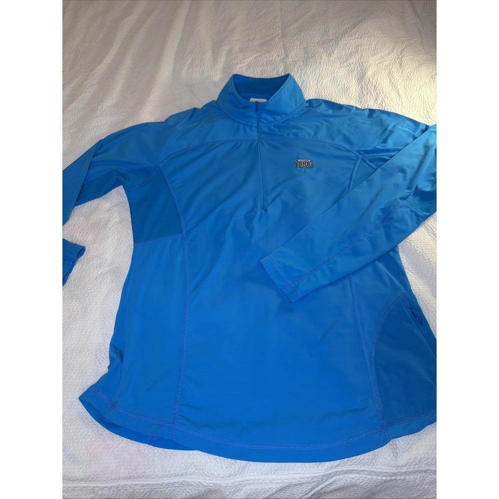 FootJoy Top Turquoise Golf 1/4 Zip Performance Pullover Women Rotunda Logo SzL